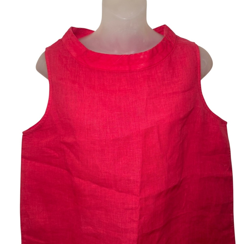 Eileen Fisher Fuchsia Organic Linen Shell Top Sleeveless Tunic Side Slits Size S - Picture 4 of 7